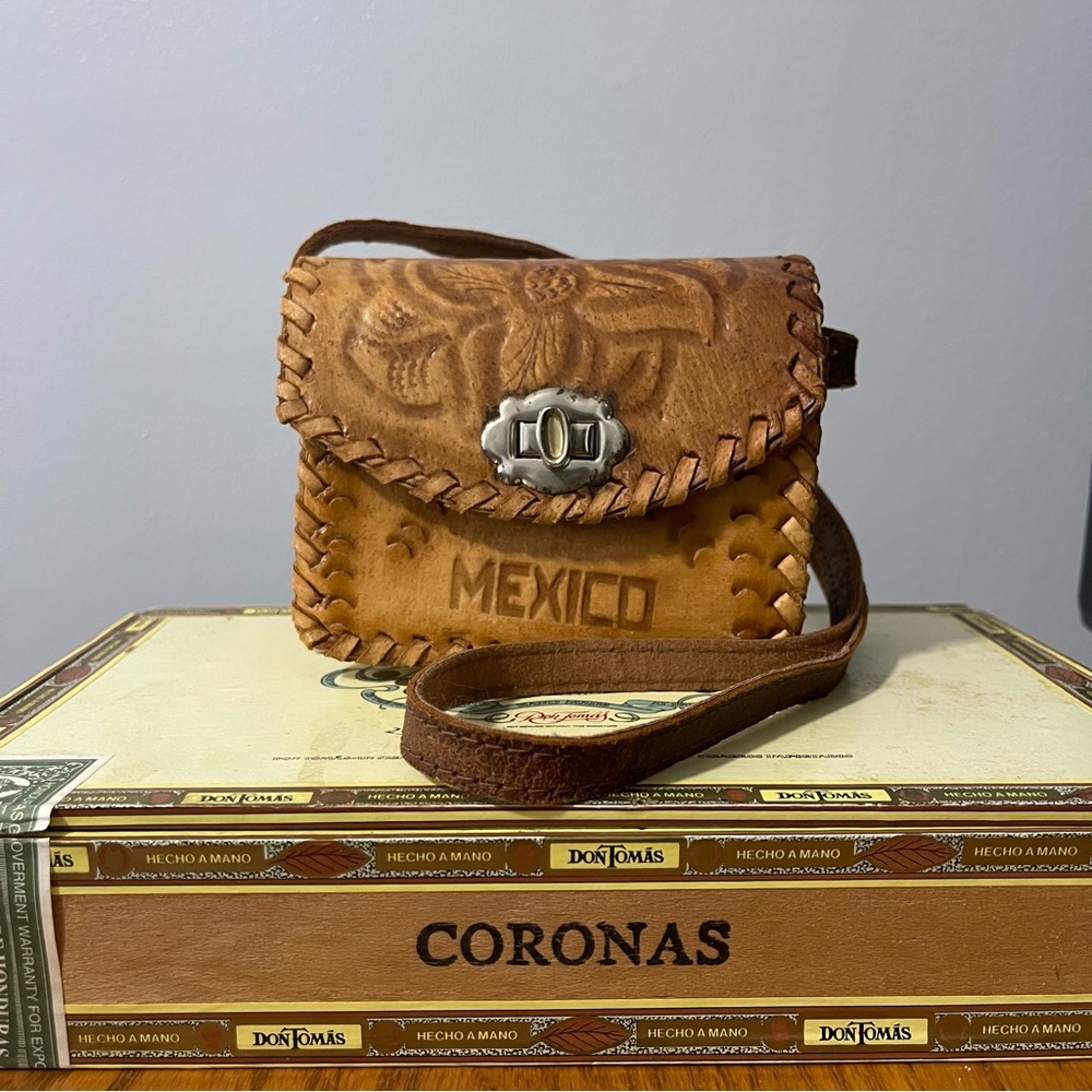 Vintage Hand Tooled Mini Leather Purse